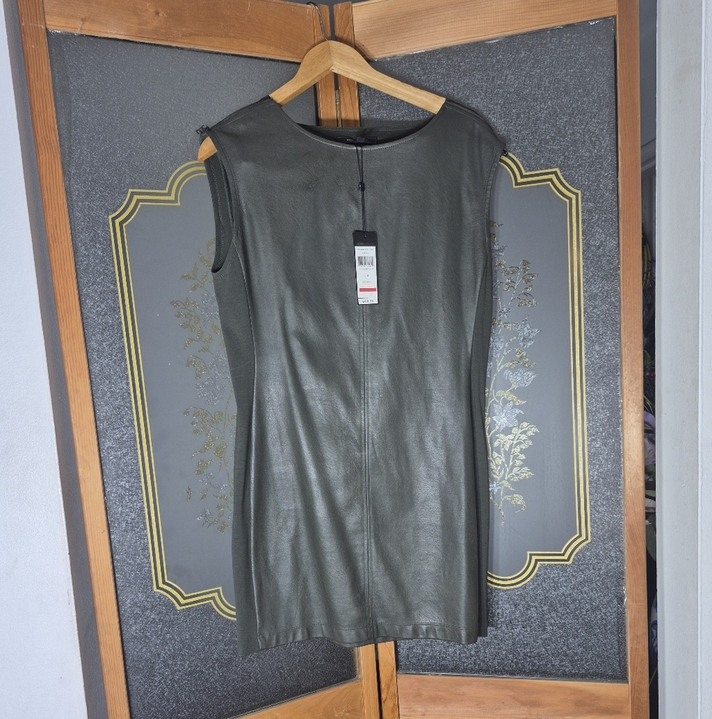 BCBGMAXAZRIA "KARLEE" FAUX LEATHER DRESS M